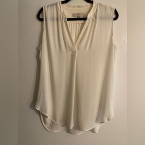 LOFT Cream V-Neck Sleeveless Blouse